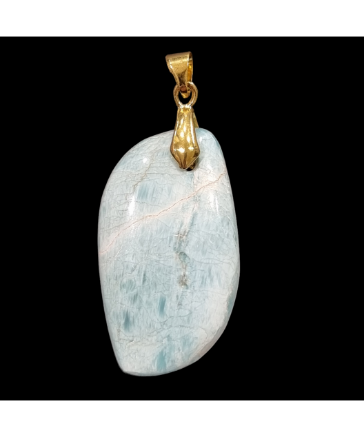 Pendentif Apatite bleue avec bélière dorée