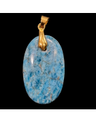 Pendentif Apatite bleue avec bélière dorée