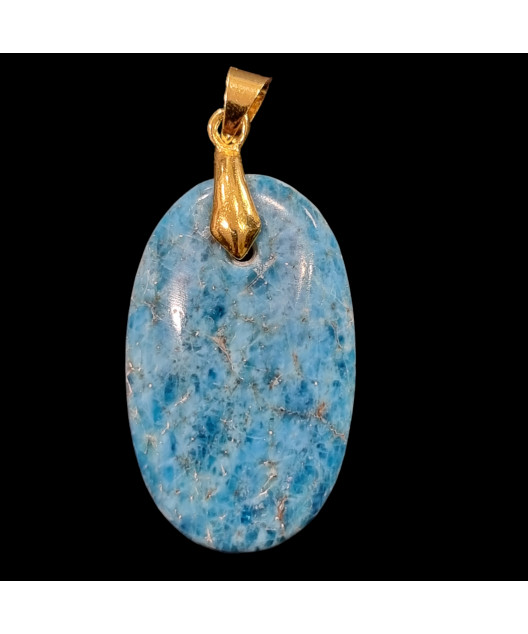Pendentif Apatite bleue avec bélière dorée