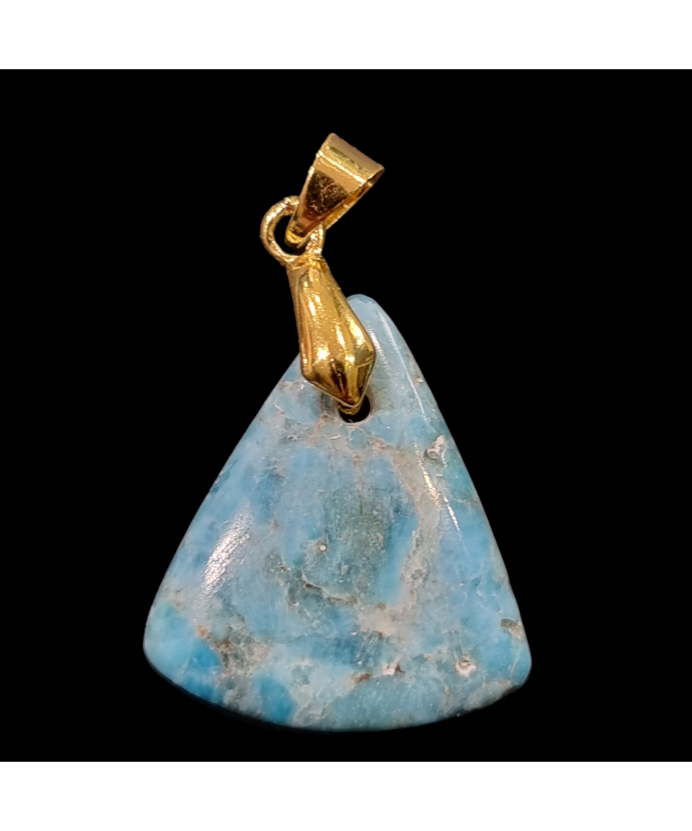 Pendentif Apatite bleue avec bélière dorée