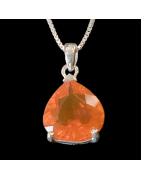Pendentif Opale de feu & chaîne Argent 925