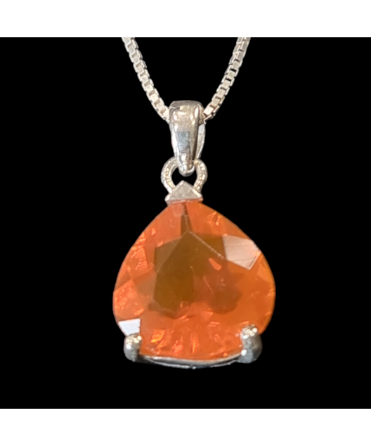 Pendentif Opale de feu & chaîne Argent 925