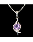 Pendentif Améthyste sertie et chaîne Argent 925