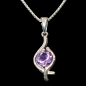 Pendentif Améthyste sertie et chaîne Argent 925