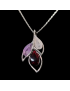 Pendentif Améthyste Grenat & Quartz rose Feuille et chaîne Argent 925