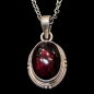 Pendentif Grenat cabochon serti Argent 925 sur chaîne