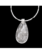 Pendentif Cristal de roche sur collier Pierre de lune facettées Argent 925