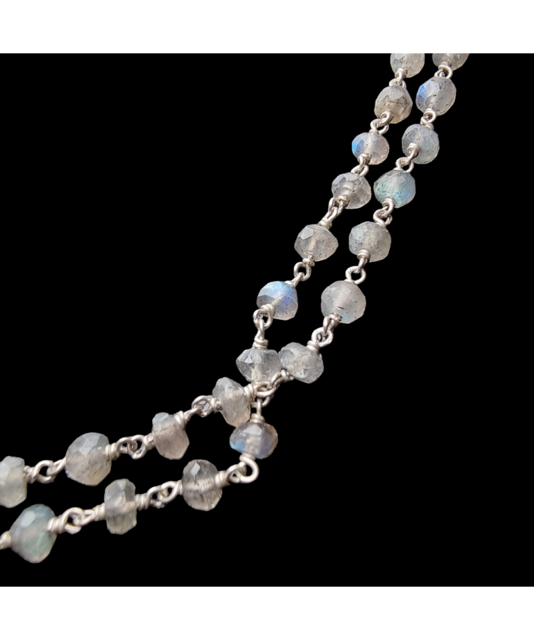 Collier Labradorite 102 cm Argent 925