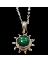 Pendentif Malachite soleil Argent 925 avec chaîne