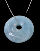 Pendentif Aigue marine Donut avec chaîne