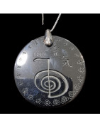 Pendentif Hématite rond Reiki avec bélière et chaîne