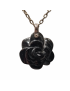 Pendentif Onyx Fleur et chaîne Argent 925