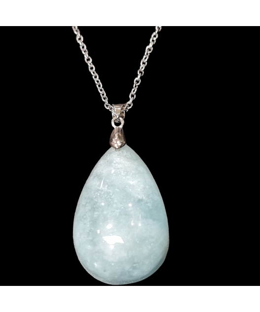 Pendentif Aigue marine avec bélière sur chaîne