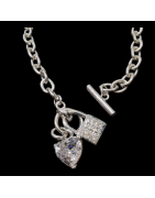 Pendentif Zirconium Cœur avec chaîne gros maillons