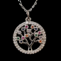 Pendentif Zirconium multicolore Arbre de vie sur chaîne