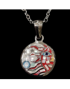 Pendentif Email rond avec chaîne