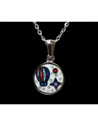 Pendentif Email rond avec chaîne