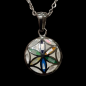 Pendentif Email rond Fleur avec chaîne