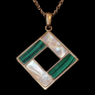 Pendentif Malachite & Nacre avec chaîne acier rosé