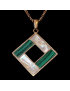 Pendentif Malachite & Nacre avec chaîne acier rosé