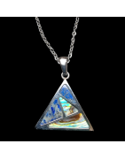 Pendentif Lapis-lazuli & Nacre triangle sur chaîne