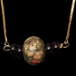 Pendentif Unakite & Onyx sur chaîne dorée réglable