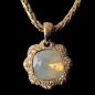 Pendentif Verre opaline et chaîne plaquée or
