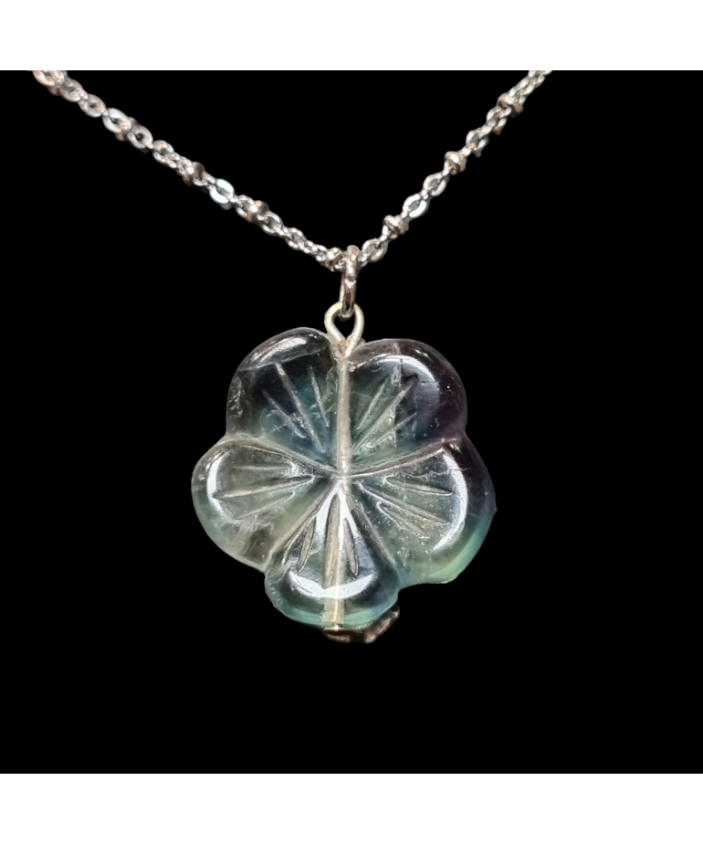 Pendentif Fluorite rainbow Fleur sur chaîne