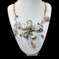 Collier Nacre & Perles fleur structure acier et chaîne