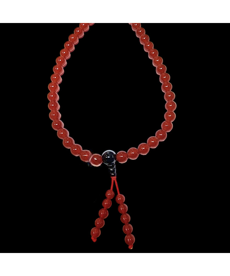 Collier Mala Cornaline & Onyx 108 pierres rondes 8mm