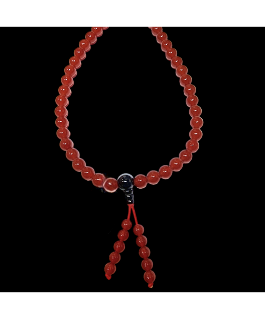 Collier Mala Cornaline & Onyx 108 pierres rondes 8mm