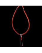 Collier Mala Cornaline & Onyx 108 pierres rondes 6mm