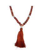 Collier Mala Sardonyx et Cristal de Quartz mat 108 pierres rondes 8mm