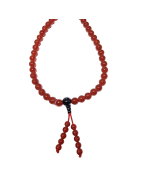 Collier Mala Cornaline & Onyx 108 pierres rondes 8mm