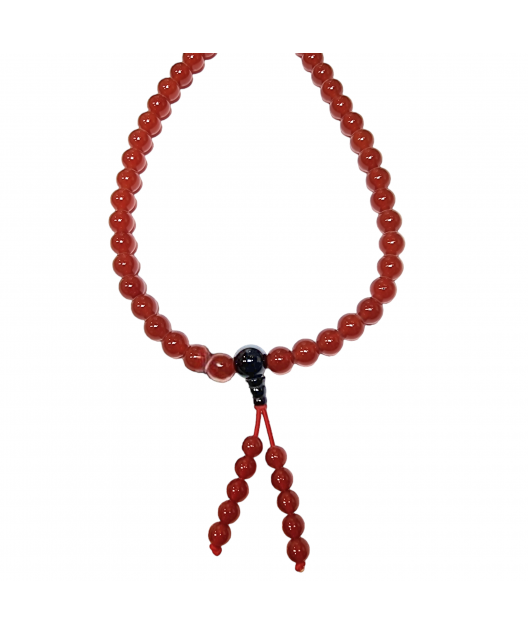 Collier Mala Cornaline & Onyx 108 pierres rondes 8mm