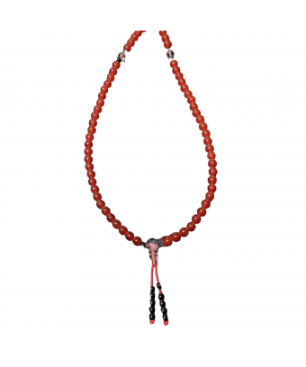 Collier Mala Cornaline & Onyx 108 pierres rondes 6mm