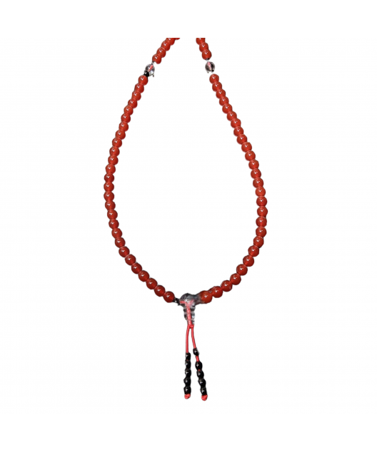 Collier Mala Cornaline & Onyx 108 pierres rondes 6mm