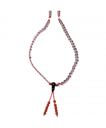 Collier Mala Cristal de roche & Onyx 108 pierres rondes 6mm