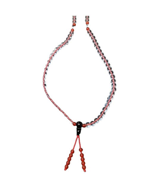 Collier Mala Cristal de roche & Onyx 108 pierres rondes 6mm