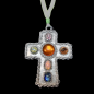 Pendentif Croix Verre Murano Métal argenté sur cordon