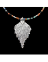 Pendentif Feuille sur collier multipierres Argent 925