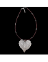 Pendentif Feuille sur collier Grenat Argent 925