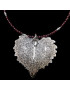 Pendentif Feuille sur collier Grenat Argent 925