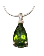 Pendentif Tourmaline verte et chaîne Argent 925