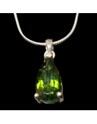 Pendentif Tourmaline verte et chaîne Argent 925