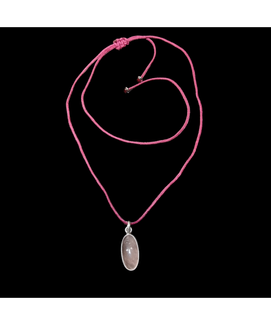 Pendentif Quartz rose Argent 925 sur cordon réglable