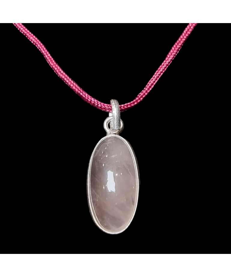 Pendentif Quartz rose Argent 925 sur cordon réglable