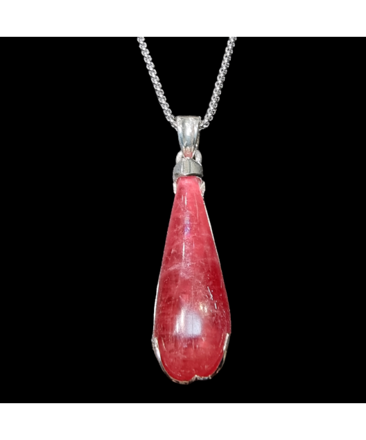 Pendentif Rhodonite Argent 925 avec chaîne