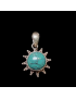 Pendentif Turquoise soleil Argent 925 sur collier turquoise facettée