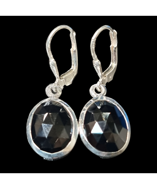 Boucles Spinelle facettée dormeuses Argent 925